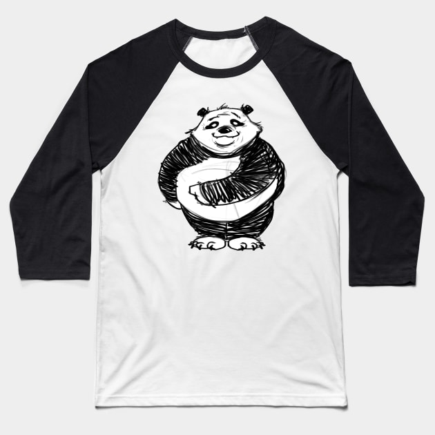 Panda Sketchy Drawing Baseball T-Shirt by JayWillDraw